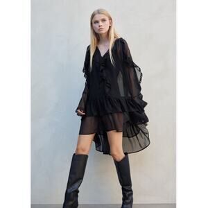 H&M Chloe Inspired Boho Black Dress Small